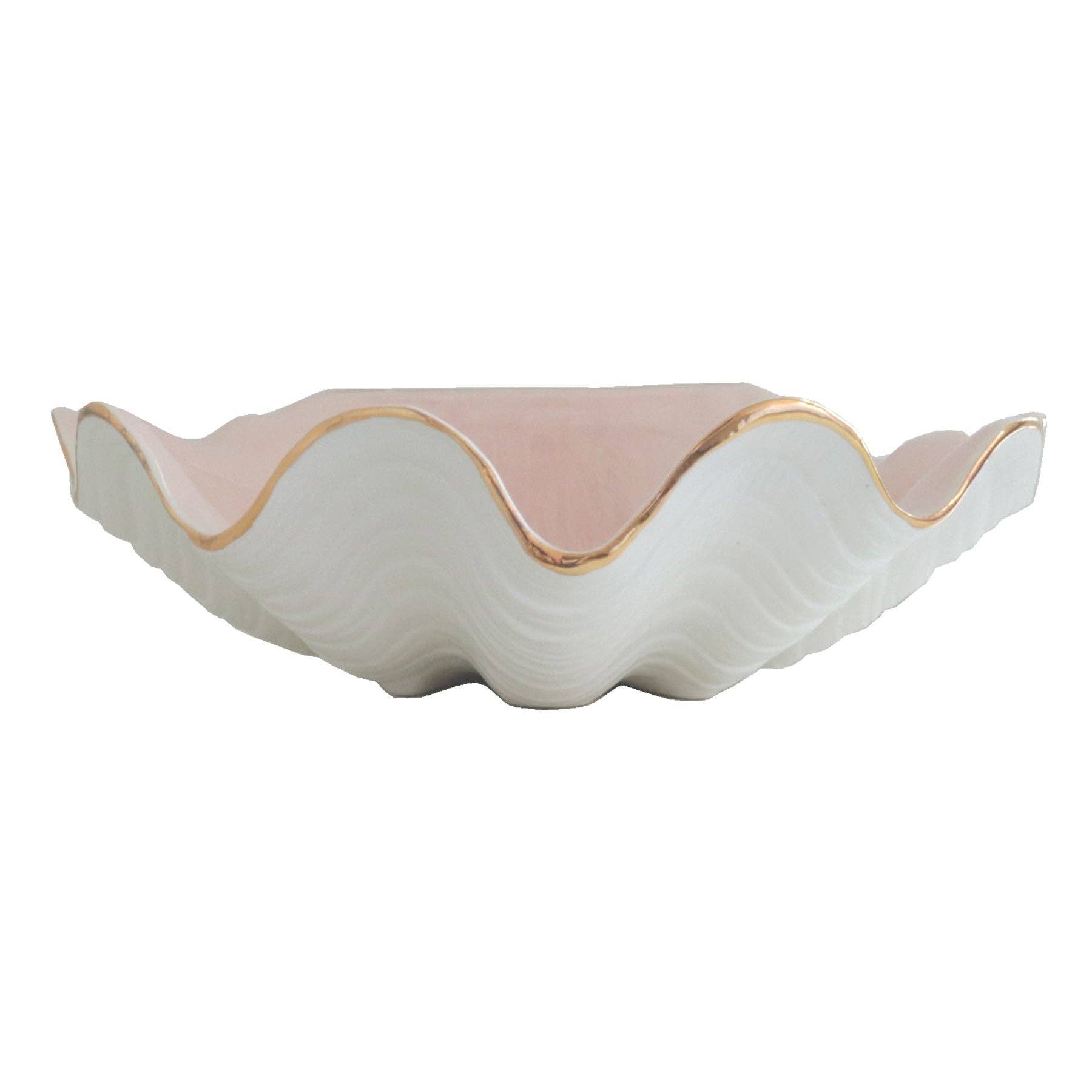 Clam Shell Bowl with 22K Gold Accent: Pink / Large