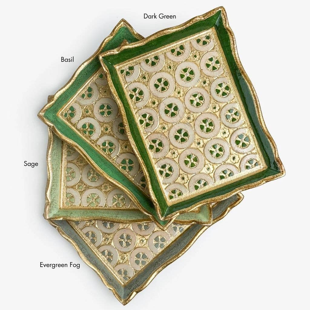 Florentine Carved Wood Rectangle Tessellated Mini Tray: Lilac