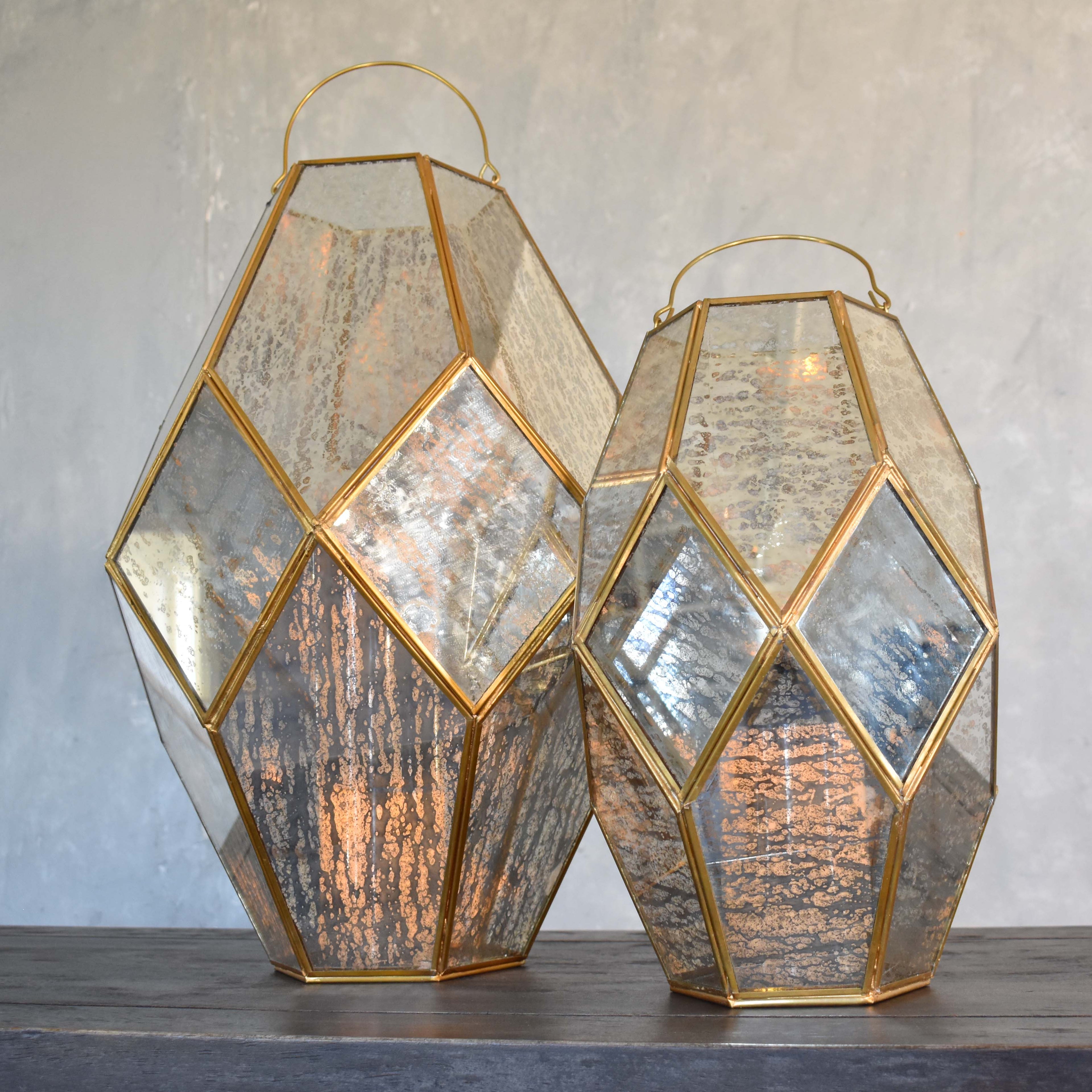 Large 18.5”Paragon Geometric Lantern with Antique Glass