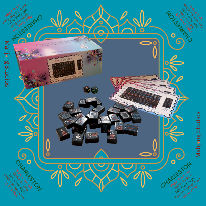 Neon Shadow American Mahjong Tile Set Bundle: Lunaflor / Clear Racks (4)