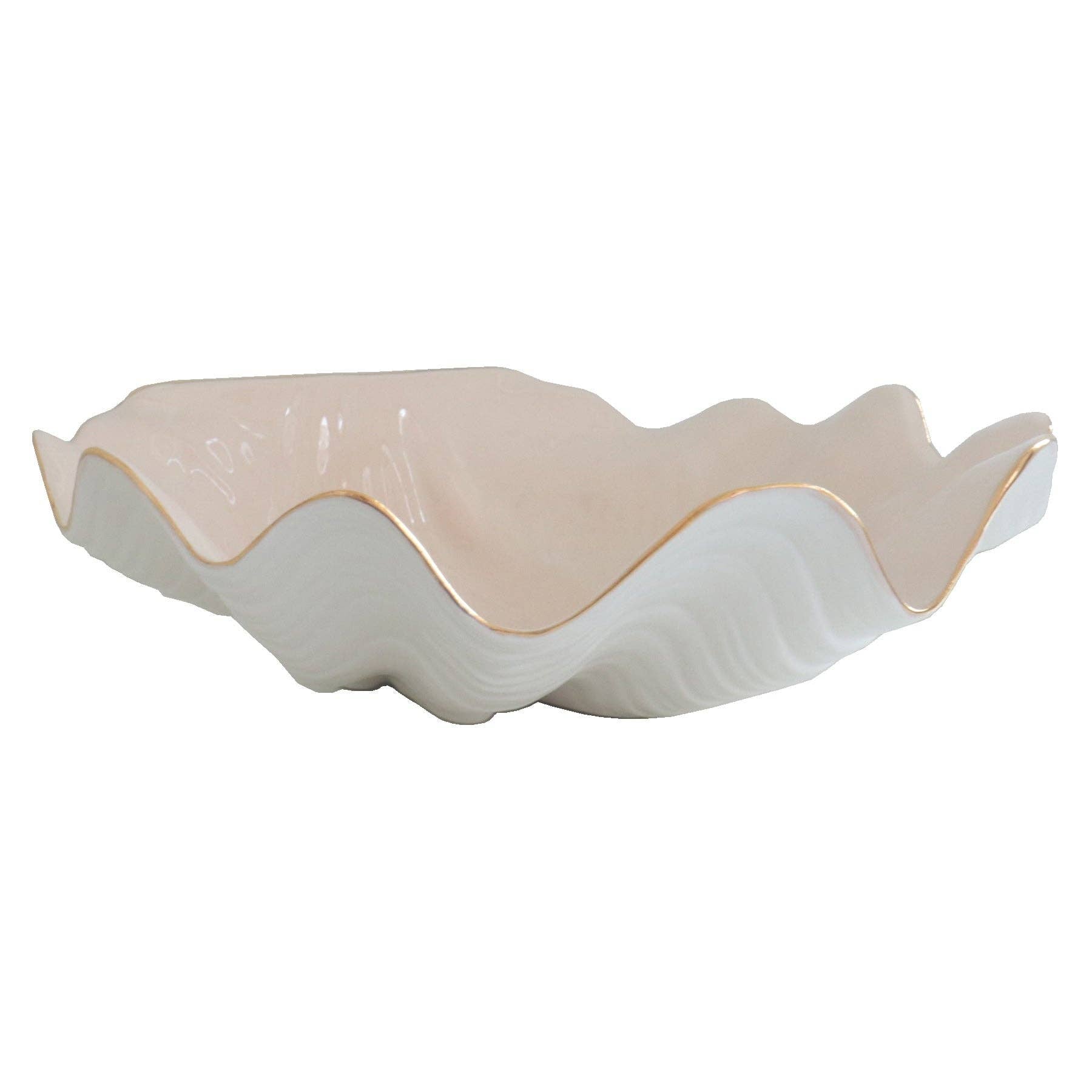 Clam Shell Bowl with 22K Gold Accent: Pink / Small