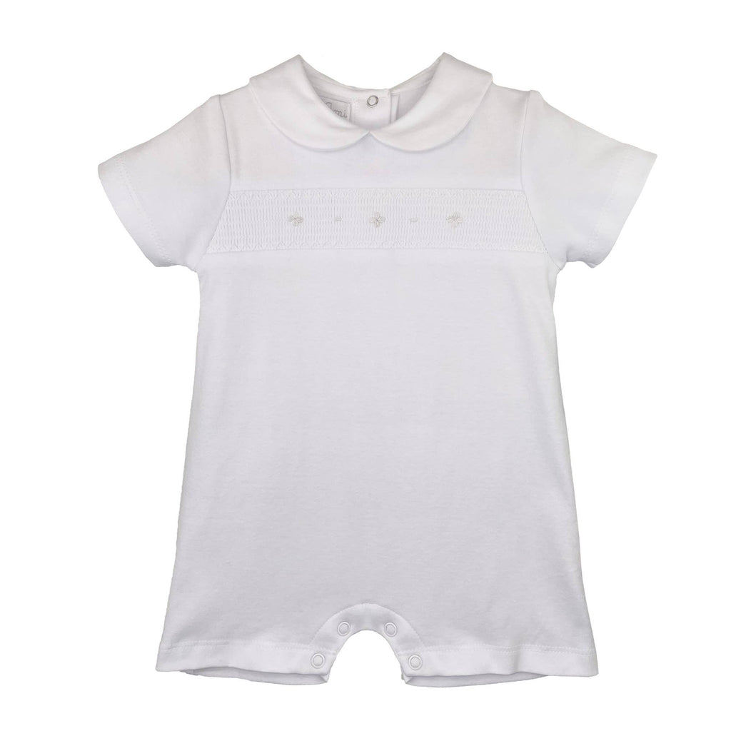 Smocked Knit Romper - 2 Colors!: White / 9 Month