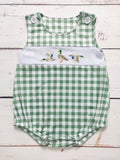 Baby Boys Checkered Duck Appliqué Romper: 2T
