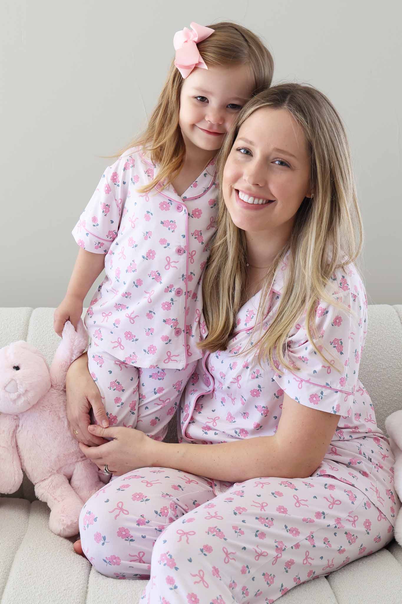 Women's Two Piece Flare Lounge Set | Ribbon & Roses Pink: L