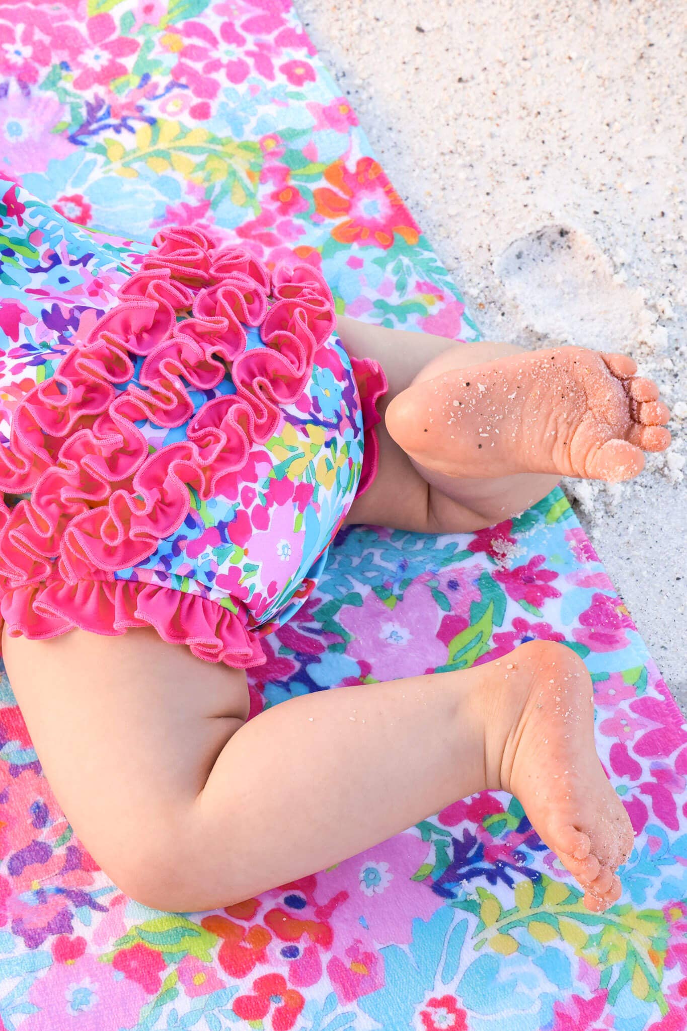Long Sleeve Rash Guard With Ruffle Bottom | Petal Splash: 12-18 months