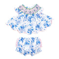 Girls Blue & White Floral Diaper Set: 18M