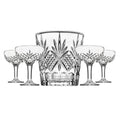Dublin Crystal 5 Piece Ice Bucket and Champagne Coupe Set: Non Leaded Crystal
