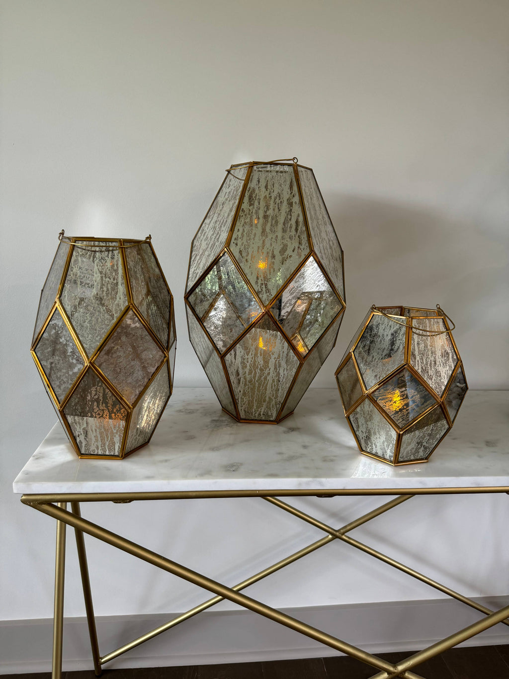 Large 18.5”Paragon Geometric Lantern with Antique Glass