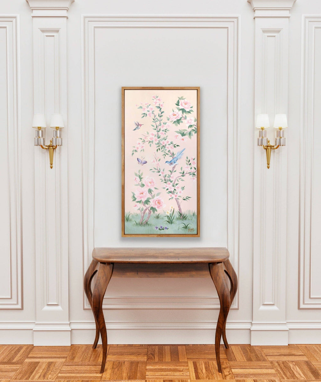 April, a pink chinoiserie canvas wrap: 15x30 inch / Image Wrap
