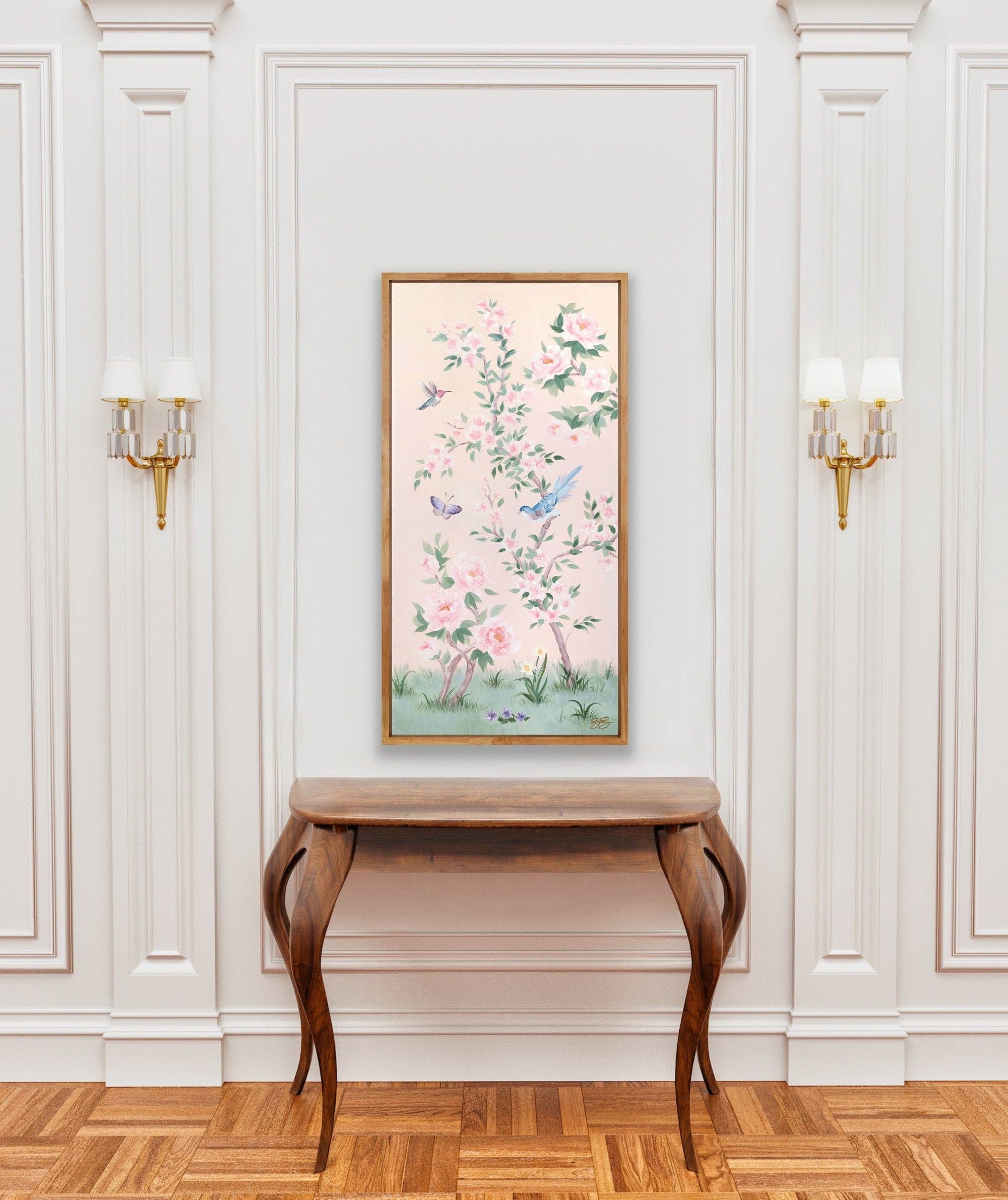 April, a pink chinoiserie canvas wrap: 15x30 inch / Image Wrap