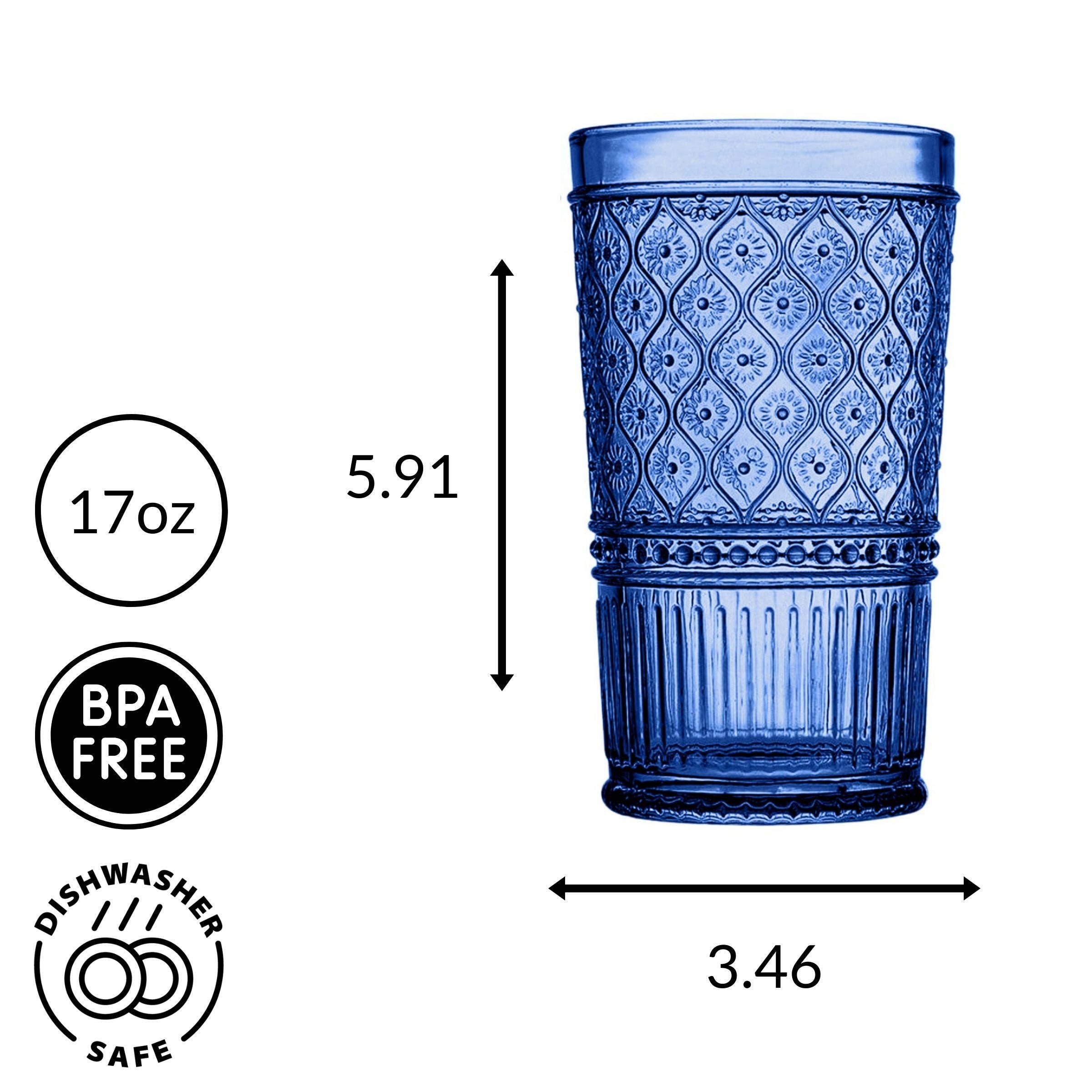 Claro Blue Highball, Set of 4: Blue / Non Leaded Crystal