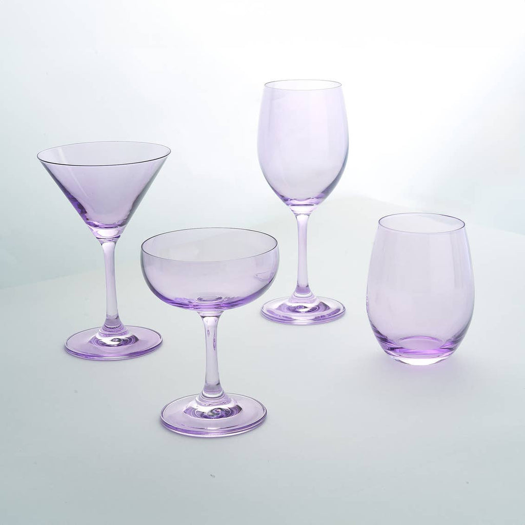 Set of Four Veneto White Wine Glasses: Clear