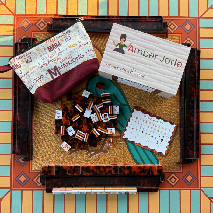 Tortoise Shell Mahjong Rack & Pusher Set Matte Finish: Tortoise Shell
