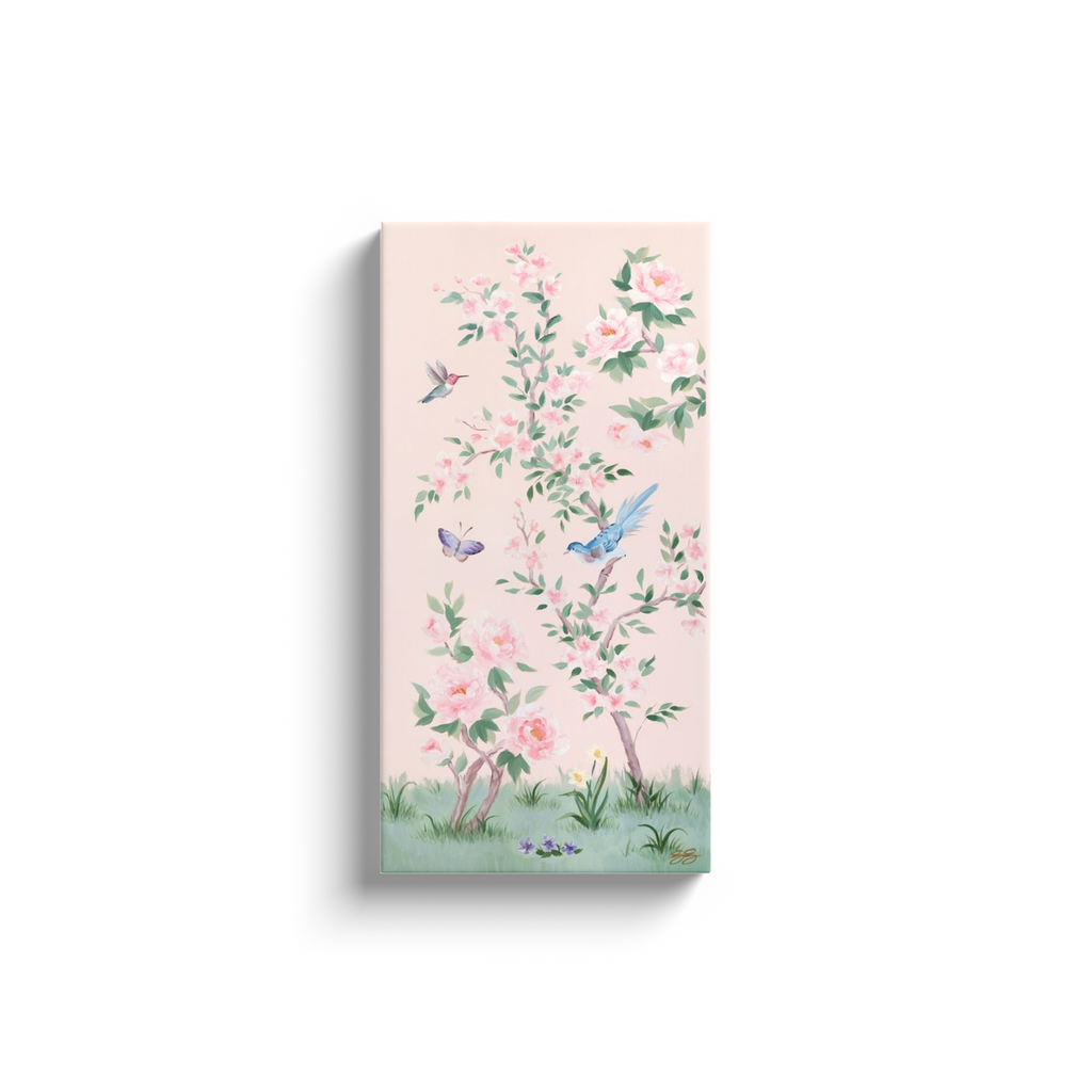 April, a pink chinoiserie canvas wrap: 15x30 inch / Image Wrap