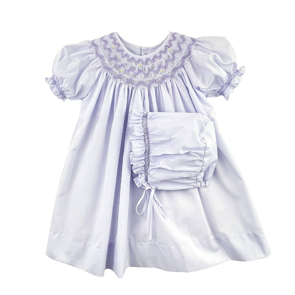 Daygown with Wave Smocking: White / 18 Month