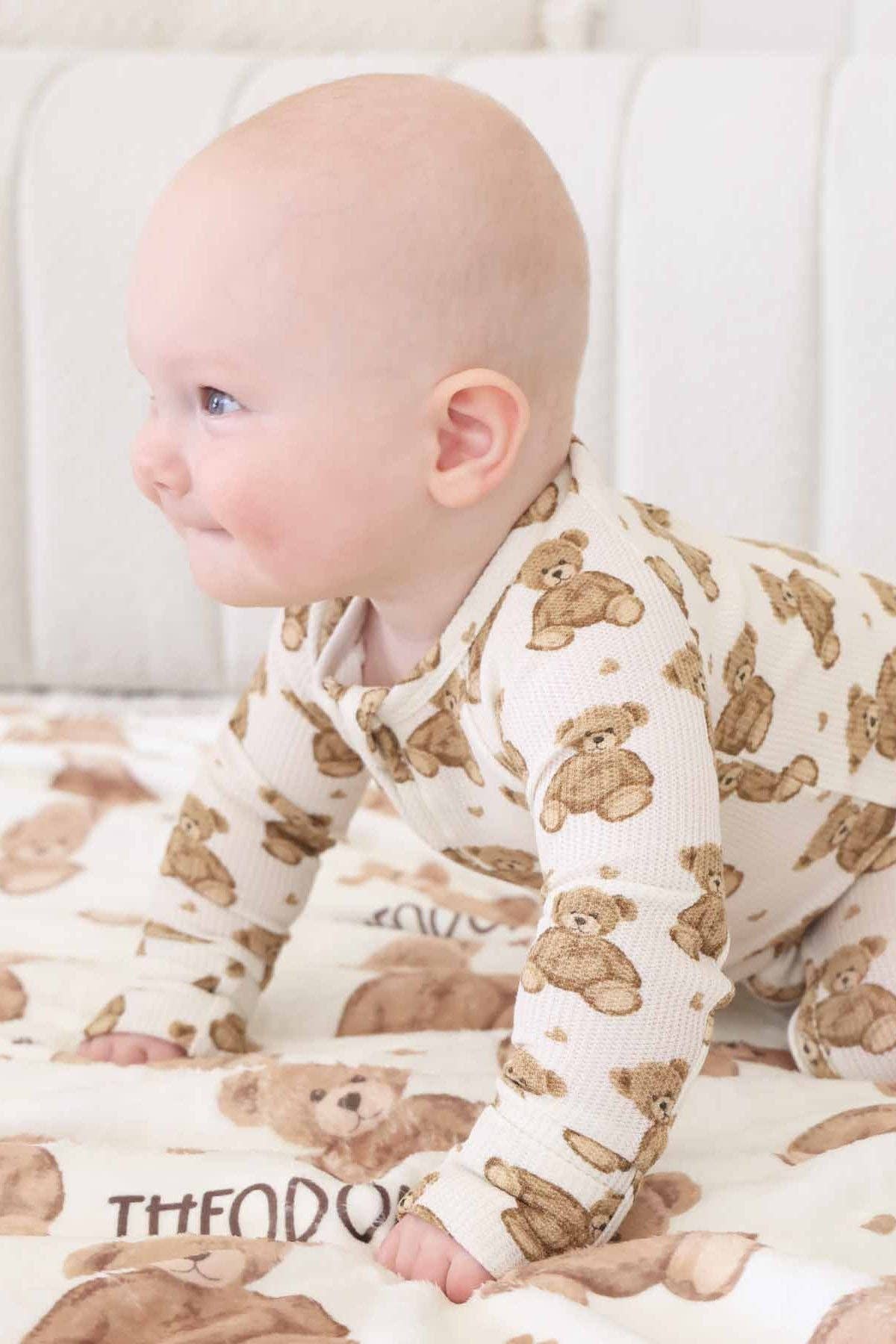 Beary Sweet Bamboo Waffle Convertible Zip Romper: 12-18 months