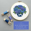 Hand Embroidery Kit - Blue Hydrangeas in Ginger Jar