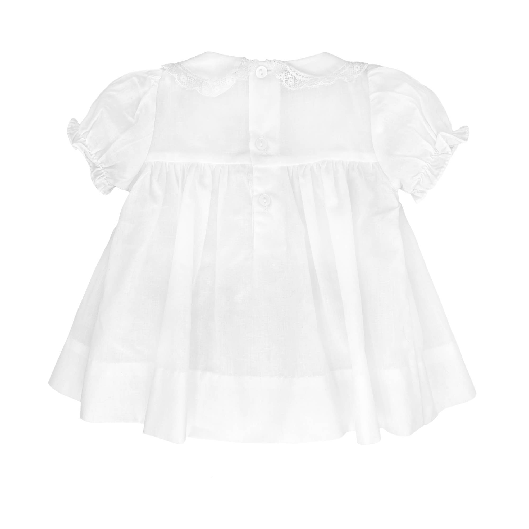 Fully Smocked Dress with Lace: Pink / 9 Month