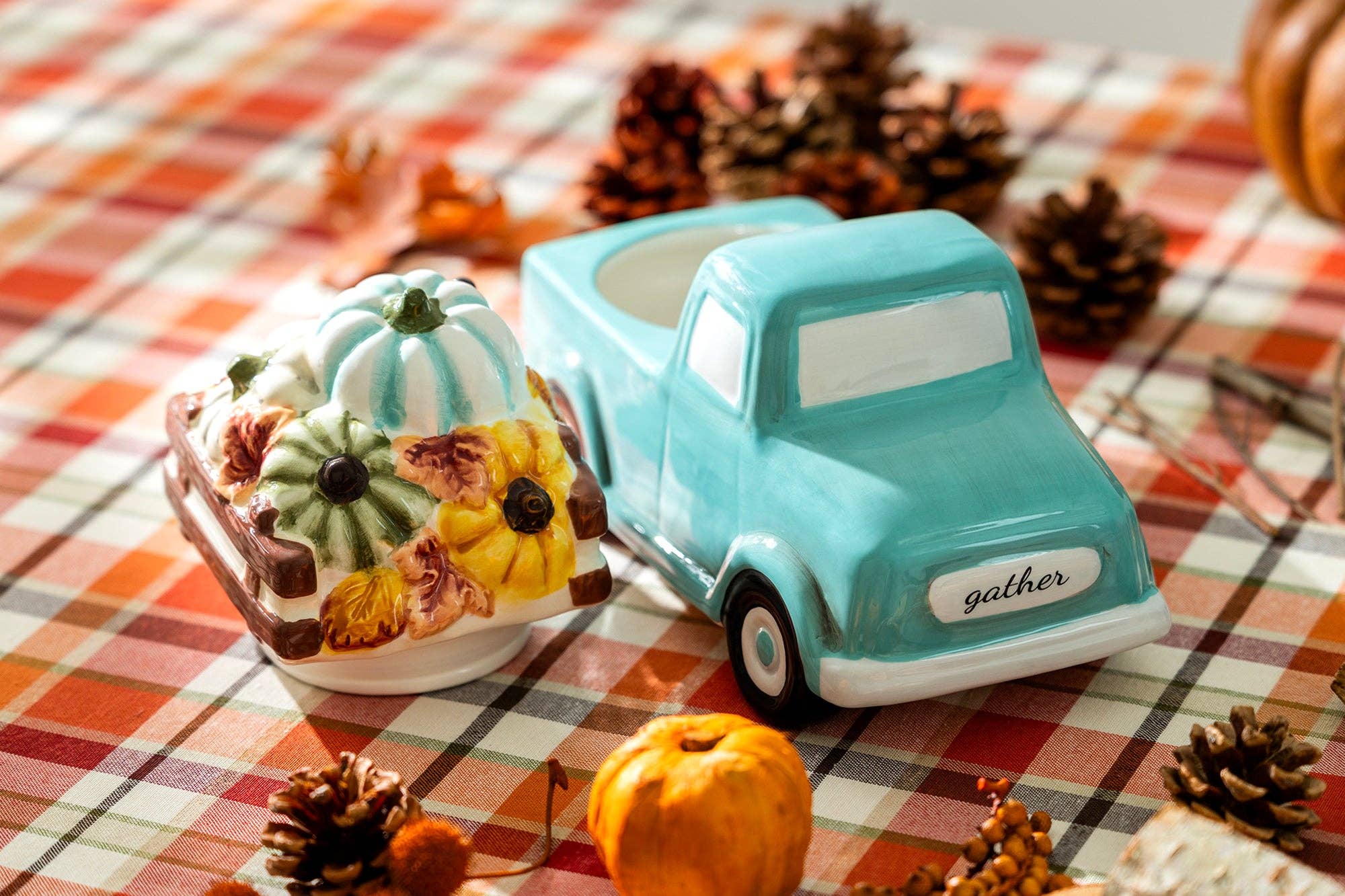 Fall Pumpkin Harvest Mint Truck 1.2qt. Cookie Jar