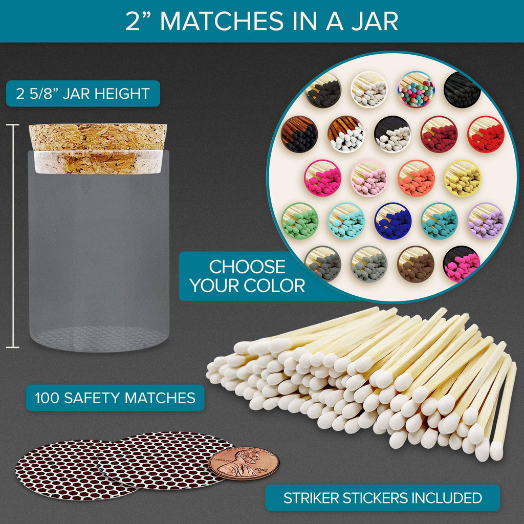 2" Matches in Cork Top Jar - Colors of Your Choice: Espresso