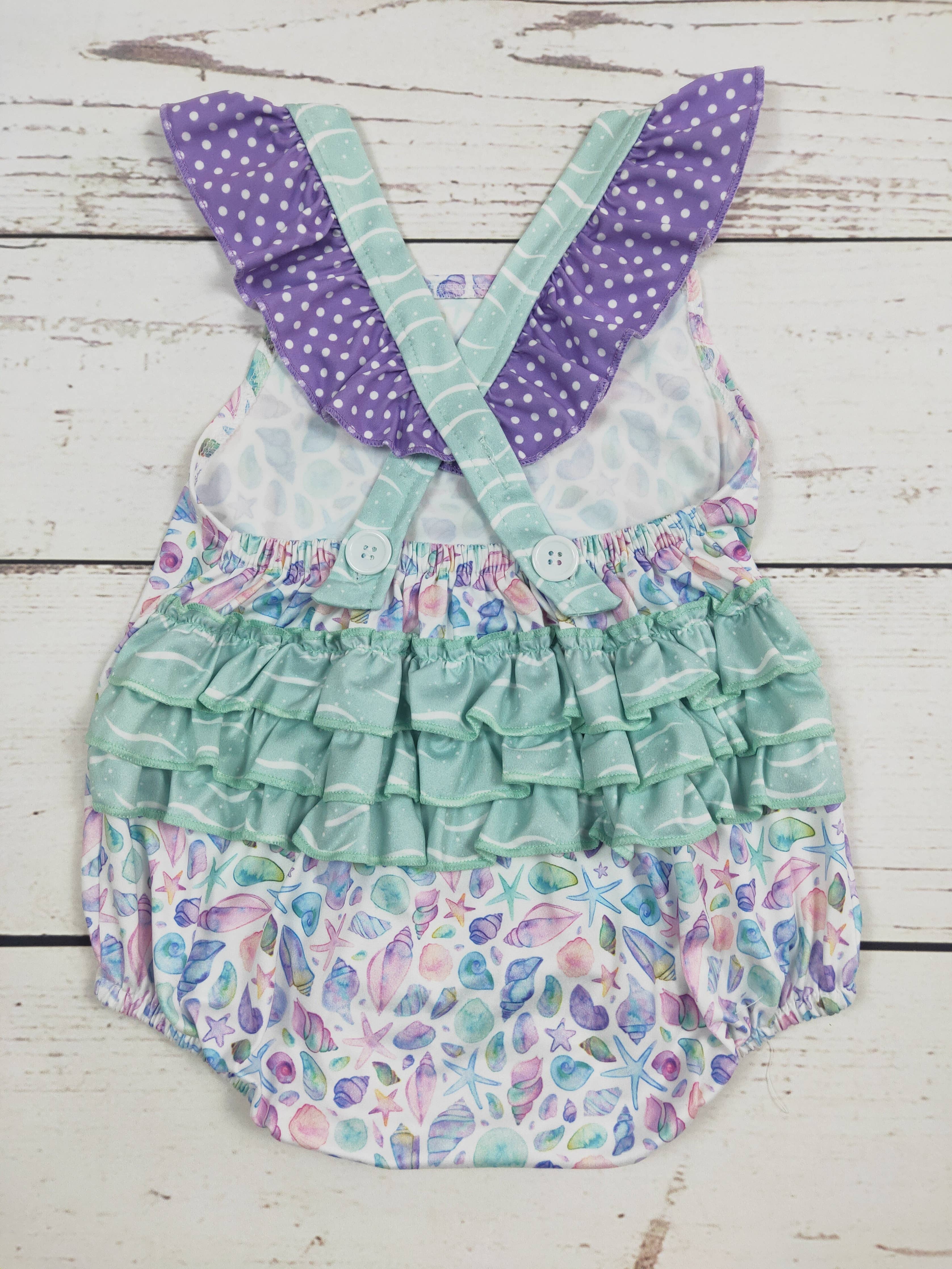 Starfish Baby Summer Bubble With Ruffle: 3-6M