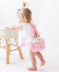 Baby Girls White & Pink Swiss Dot Swing Top & Bloomer Set: White / 3-6m