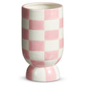 6" Ceramic Pink Checkerboard Vase