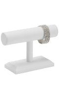 Small White Faux Leather T-Bar Display - 7 1/4”W x 5”H