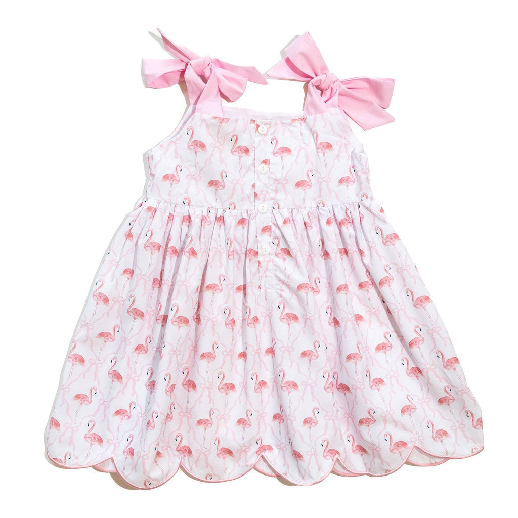 Girls Pink Bow Flamingo Dress: 4T