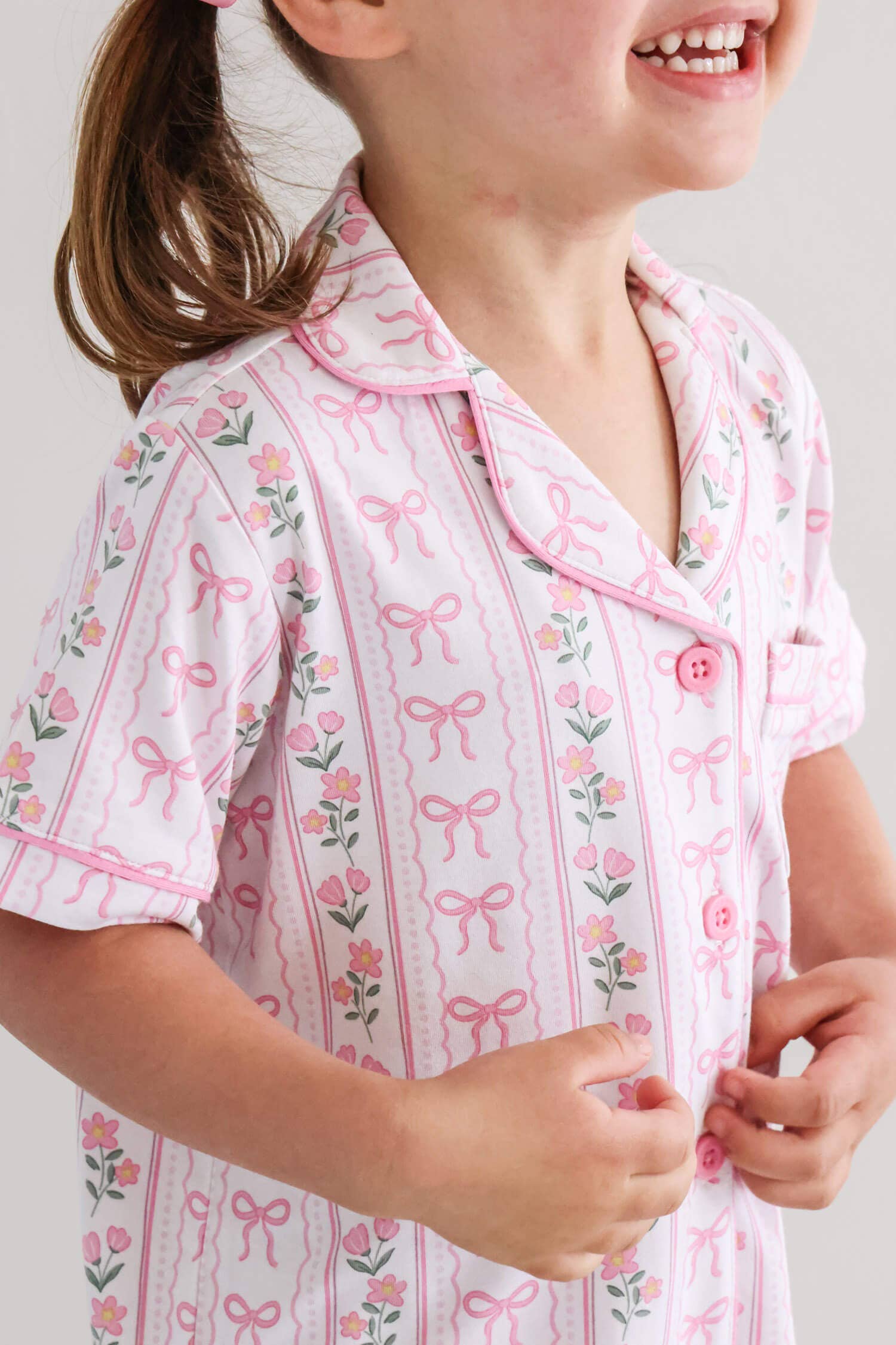Girl's Two Piece Short Lounge Set | Coquette Garden: 12-18 months