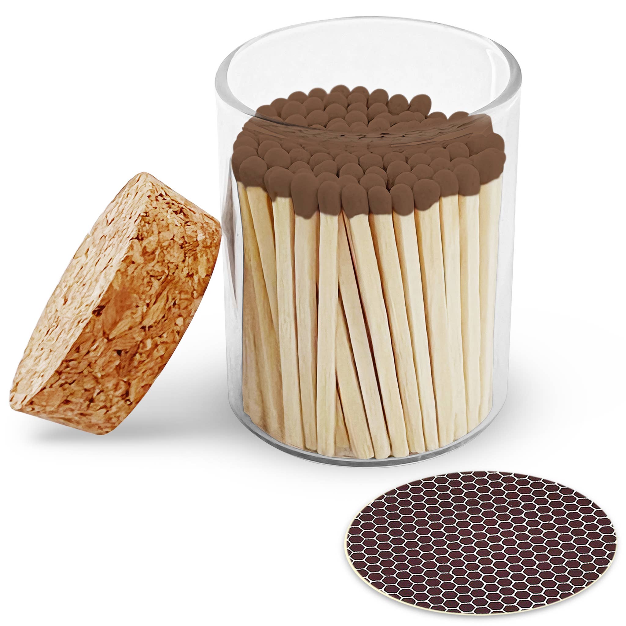 2" Matches in Cork Top Jar - Colors of Your Choice: Brown