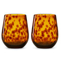 Leopard Print Amber Colored Stemless Wine Glass |  Set of 2