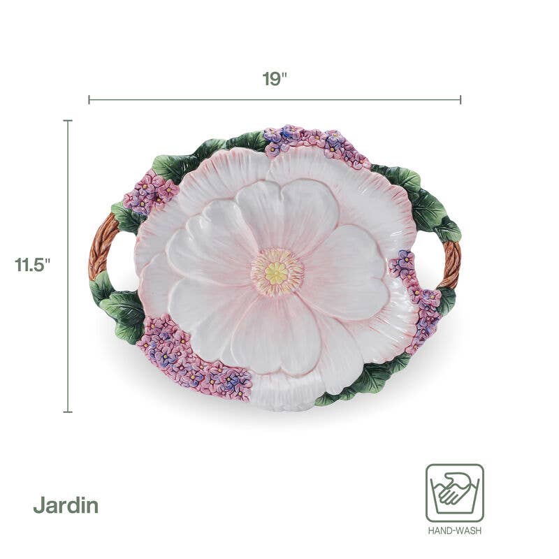Fitz & Floyd Jardin Large Platter W Handles Photo Box: MULTI / Earthenware