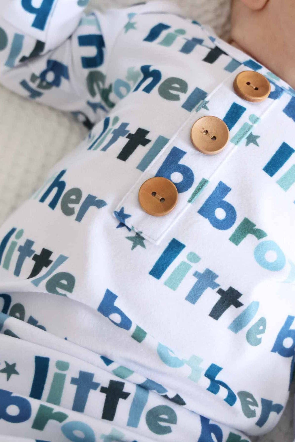 Little Brother Newborn Baby Knot Gown & Hat Set