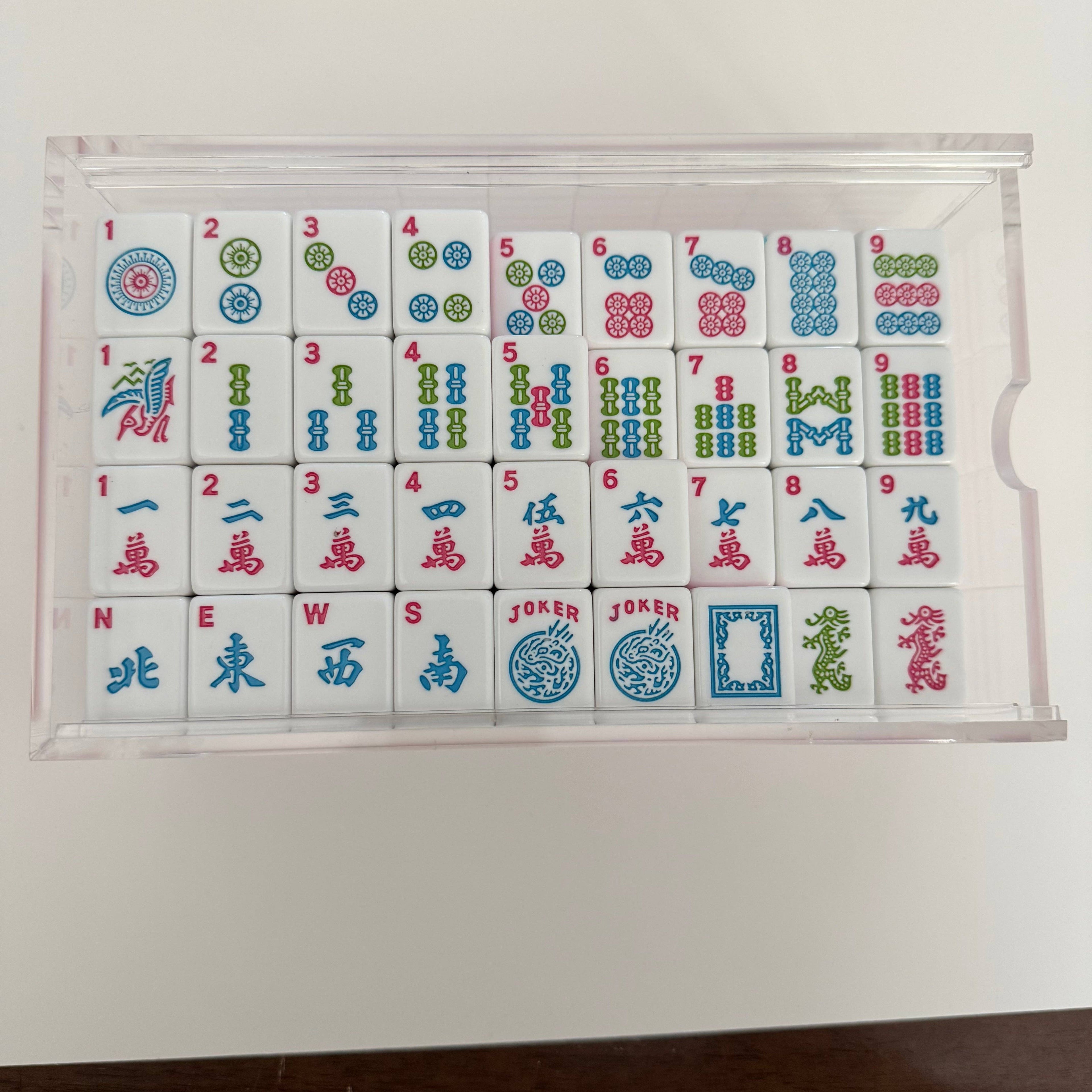 Mahjong Studios – Rose Dragon American Mahjong Tile Set (166 Tiles): All In One - Carry Bag + Tiles & Bag + Mat + Racks + Instructions