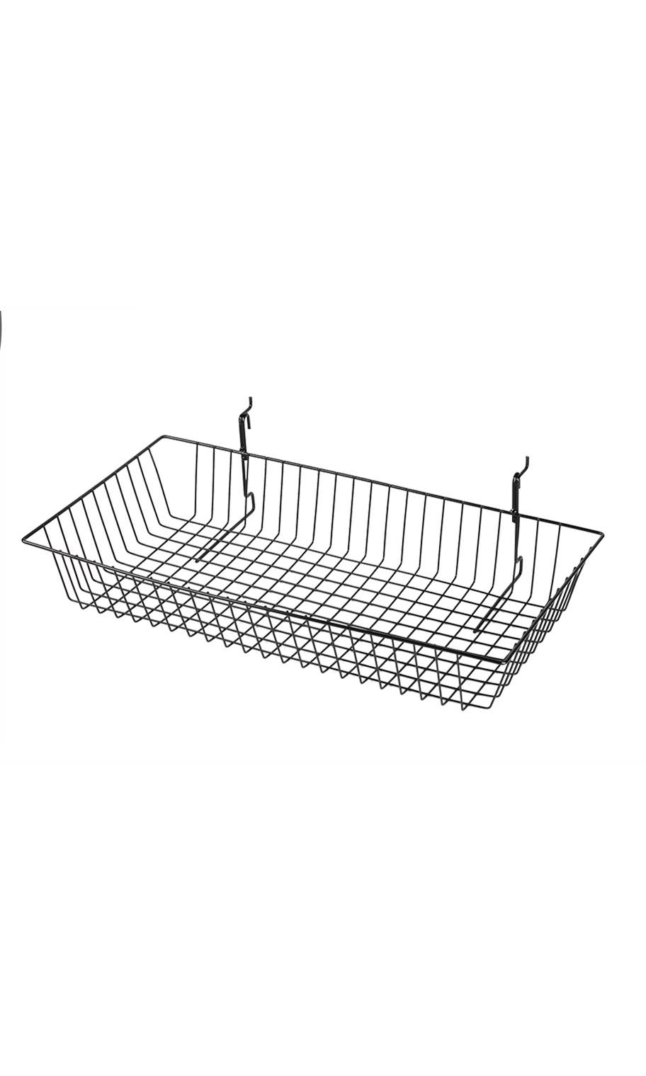Grid Basket for Slatwall & Wire Grid: Black / 24 x 12 x 4 inch