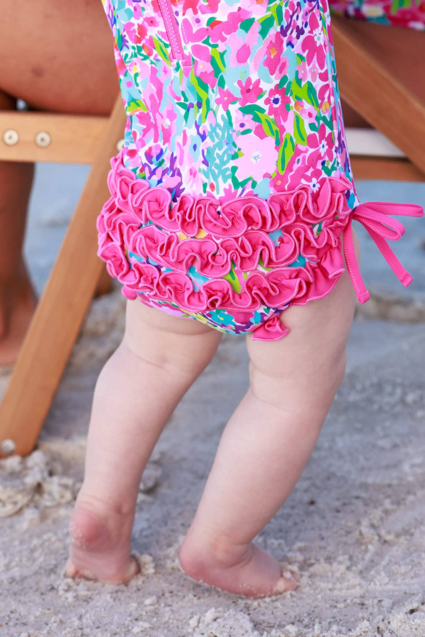 Long Sleeve Rash Guard With Ruffle Bottom | Petal Splash: 6-12 months