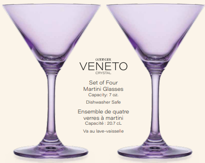 Set of Four Veneto Martini Glasses: Amethyst