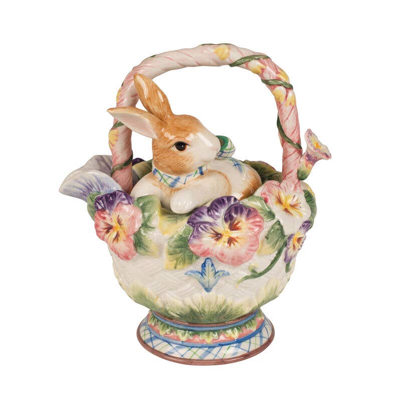 Fitz & Floyd Halcyon Rabbit Teapot Brown Bx Pkg