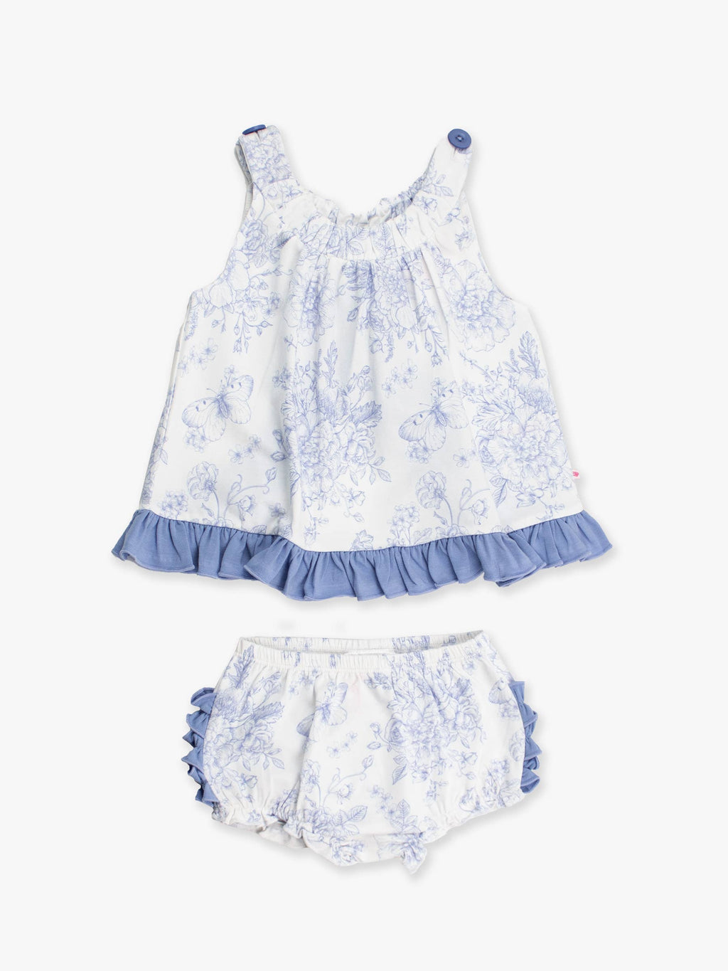 Baby Girls Periwinkle Butterfly Garden Knit Swing Top & Bloomer Set: Blue / 3-6m