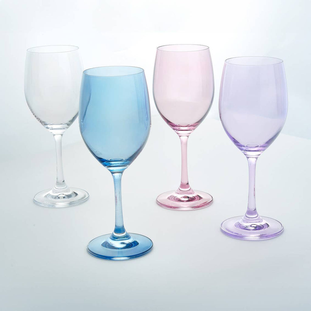 Set of Four Veneto White Wine Glasses: Clear