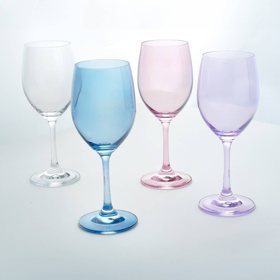 Set of Four Veneto White Wine Glasses: Clear