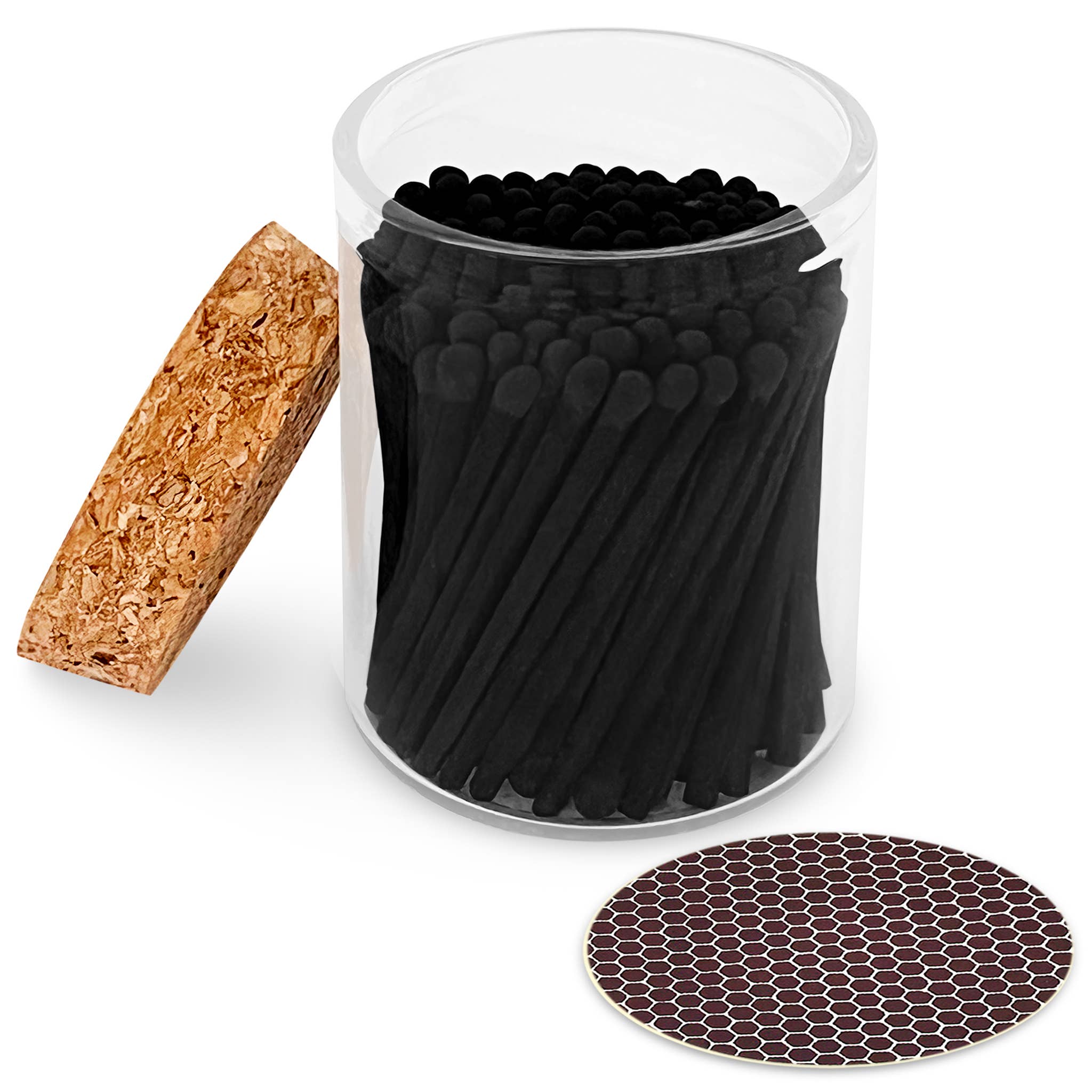 2" Matches in Cork Top Jar - Colors of Your Choice: All Black
