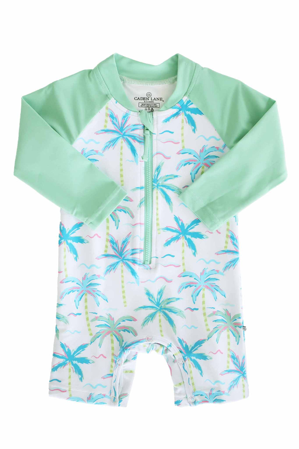 Long Sleeve Rash Guard Swim Romper Shortie | Blue Lagoon: 0-3 months