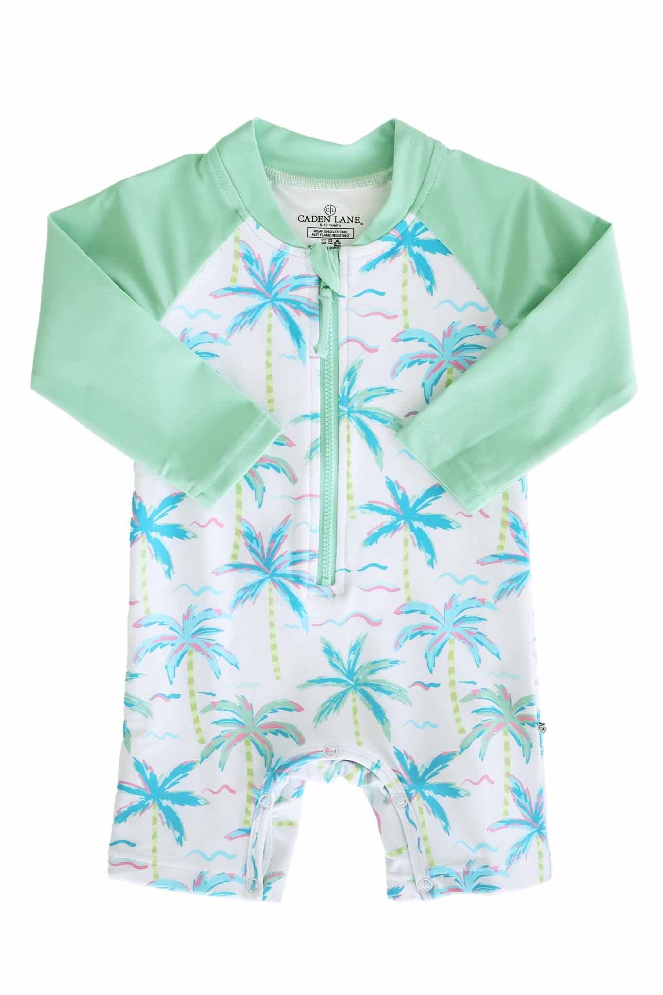 Long Sleeve Rash Guard Swim Romper Shortie | Blue Lagoon: 0-3 months