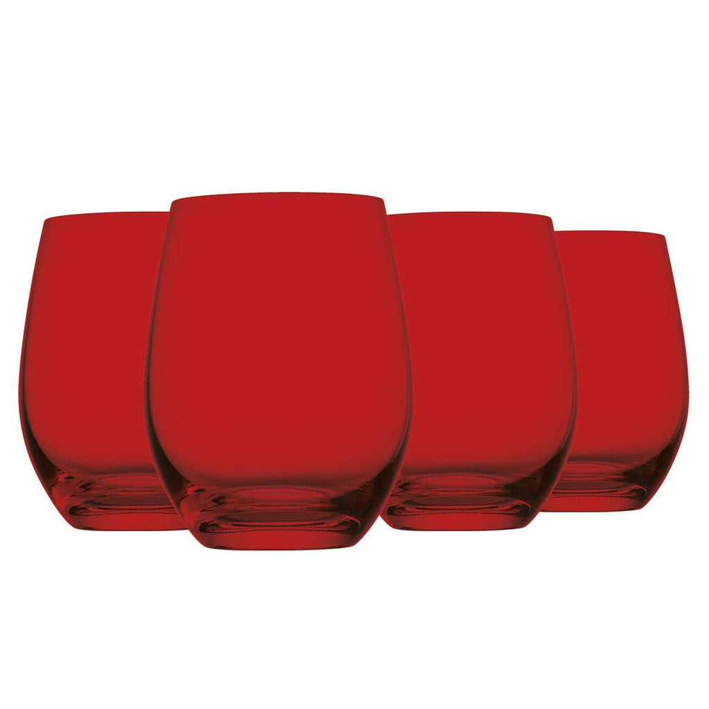 Veneto Christmas Red Stemless Wine Glass, Set of 4