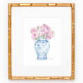 Ginger Jar with Peonies Watercolor Art Print: 5x7