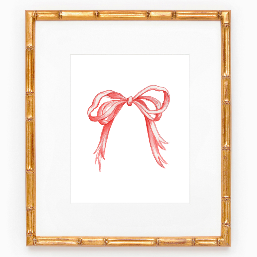 Grandmillennial Bow Watercolor Art Print: Pink / 5x7