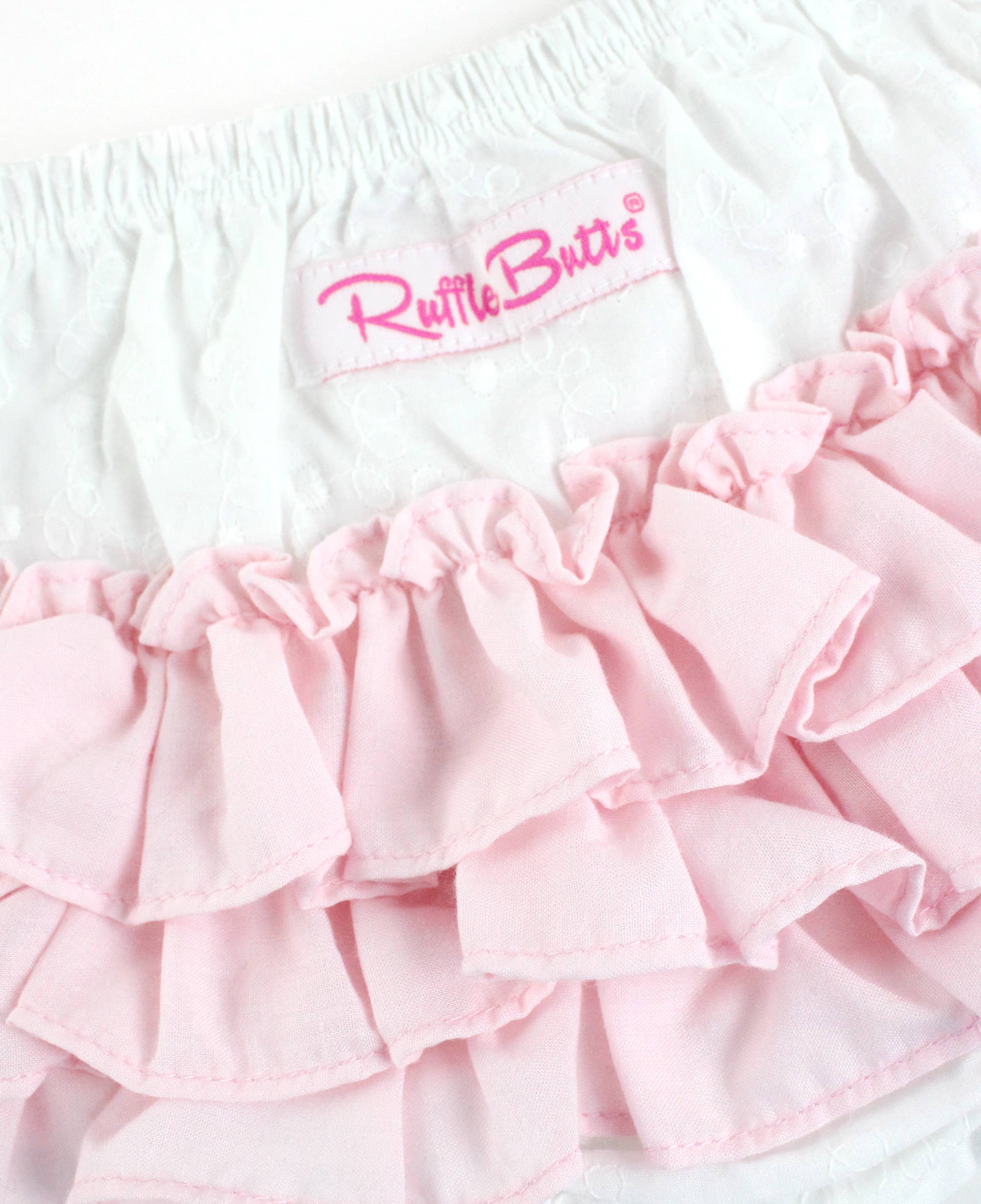 Baby Girls White & Pink Swiss Dot Swing Top & Bloomer Set: White / 0-3m