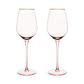 Rose Crystal Gold Rimmed White Wine Glasses Set of 2